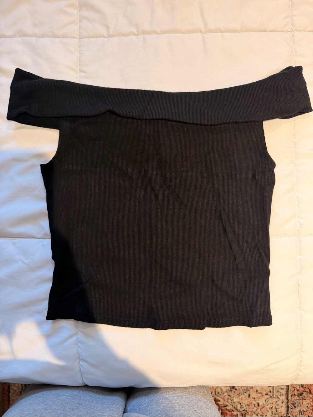 Dynamite Black Off-Shoulder Ribbed Camisole